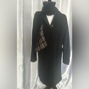 Agnes b Classic Black Women's wool and cashmere coat with removable scarf